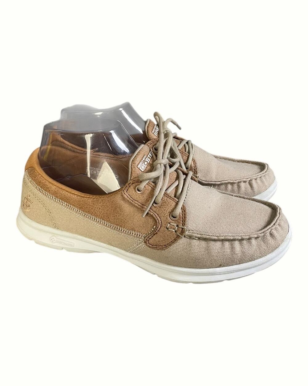 Skechers Women’s Go Step Seashore Canvas Two-tone Boat Shoes Size-8